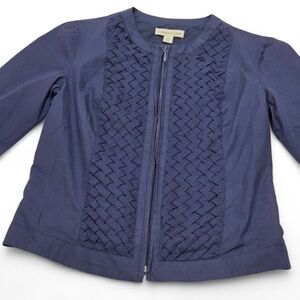 Coldwater Creek Women's Woven Front Navy Full Zip Lightweight Jacket Sz Petite 4